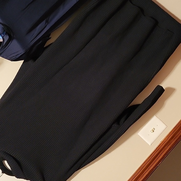 Quince Merino Wool Turtleneck Sweater Dress in Silver Birch & Black & Heather Gr - Picture 8 of 13